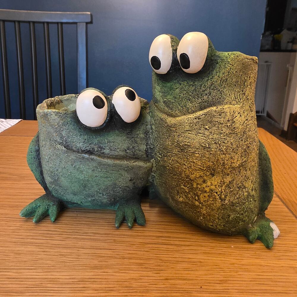 Blobhouse "Frog Pals" planter features two connected frogs AS IS